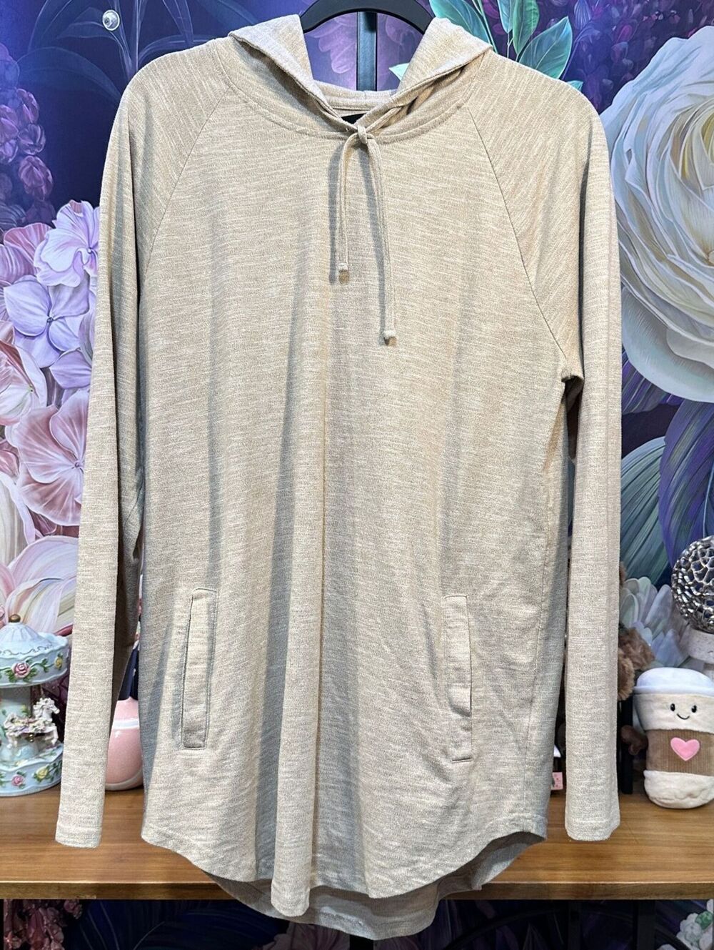 PacSun L Hooded Longer Tunic Hoodie Drawstring Raglan Sleeve Pockets Athleisure